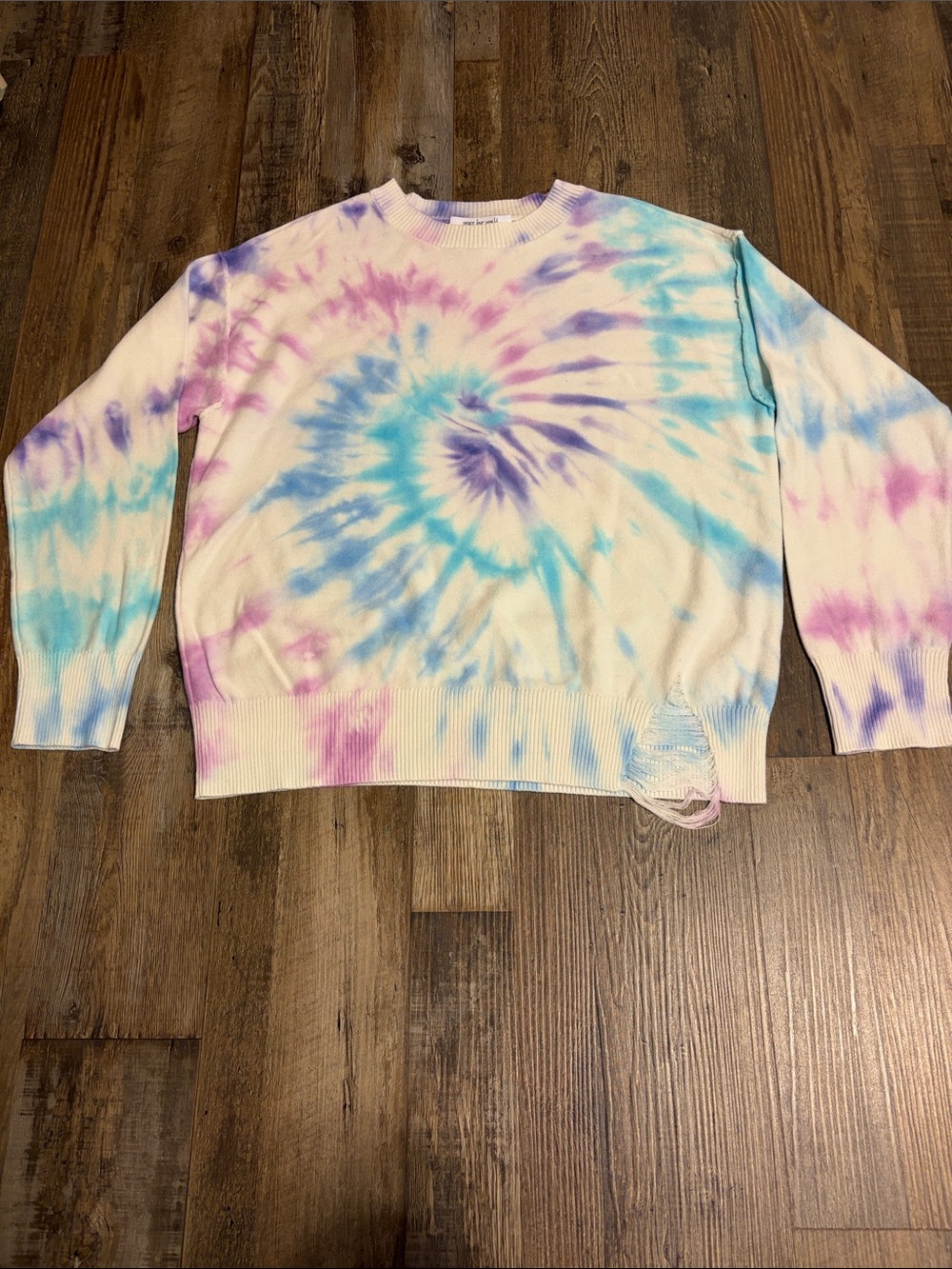 Peace Love World Cotton Distressed Tie Dye Sweater Size XXS